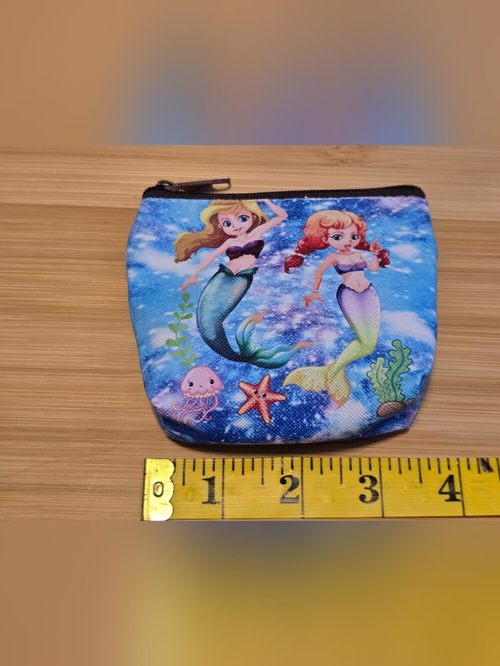 Set of 2 Anime Mermaid and Cartoon Unicorn Mini Coin Purses Zipper Pouches Brand - Picture 4 of 4